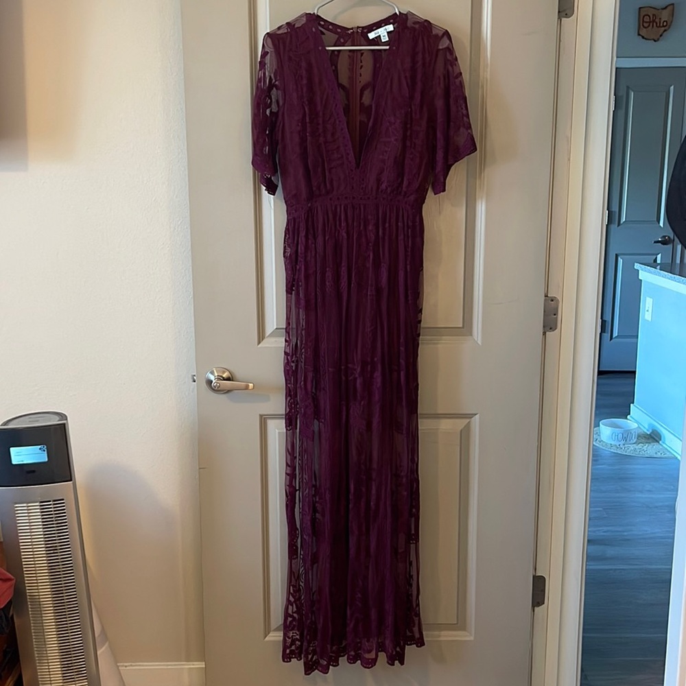 She + Sky Maroon Romper